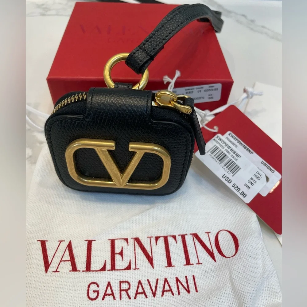 VALENTINO GARAVANI VLogo Calfskin Airpods Pro Case With Leather Strap